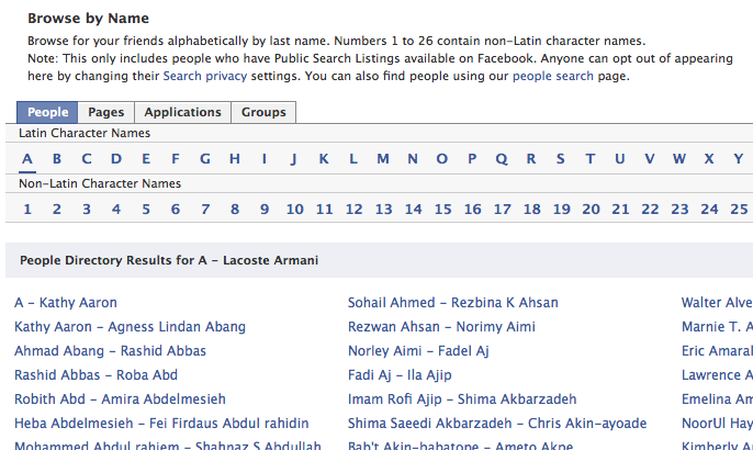facebook directory. Like a good data nerd, I downloaded the list of publicly available Facebook 