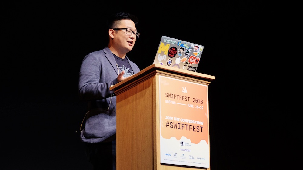 Hung Speaking at SwiftFest